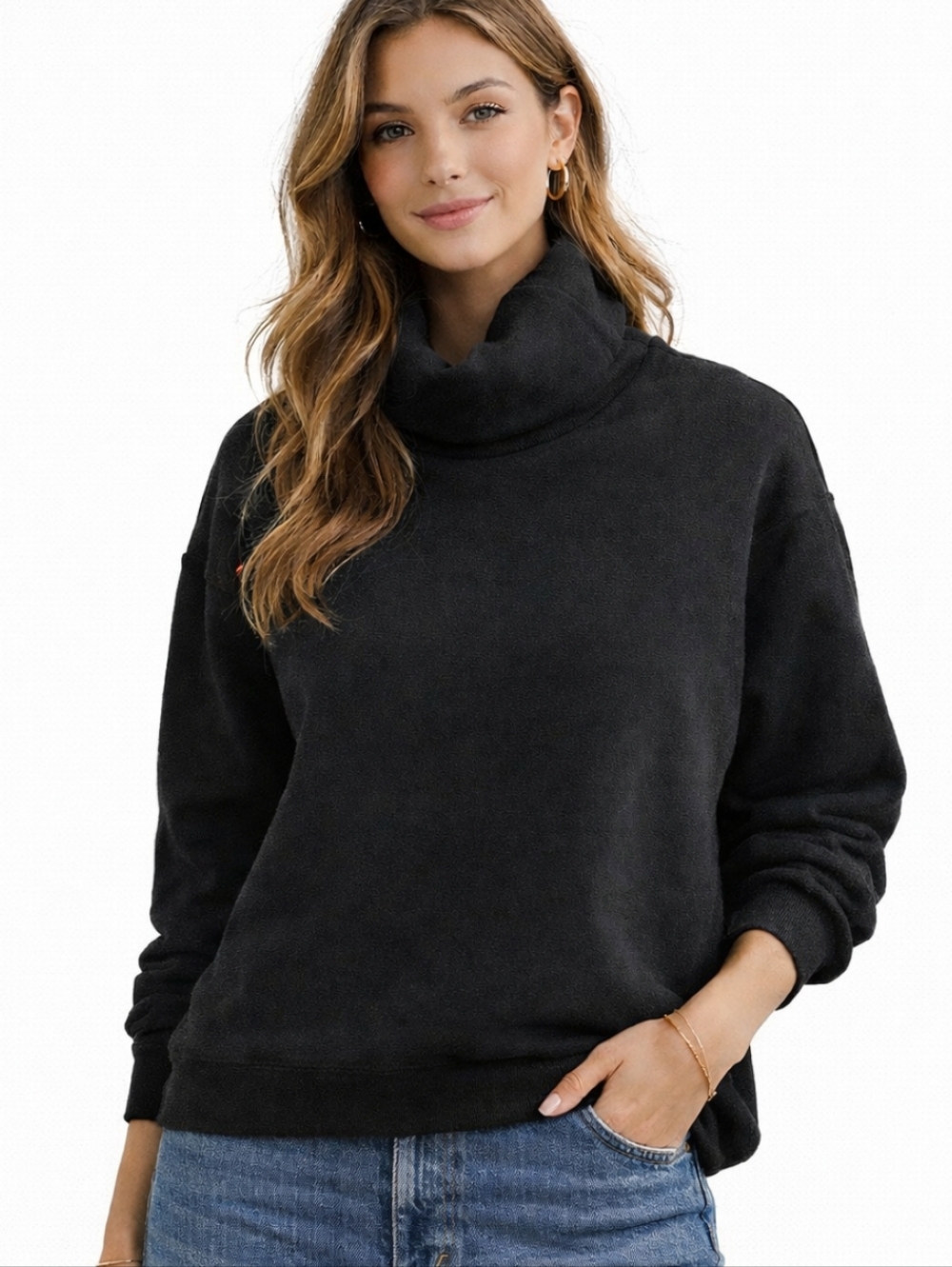BANANA REPUBLIC BLACK TURTLENECK SWEATER SOFT BASIC MINIMALIST XS